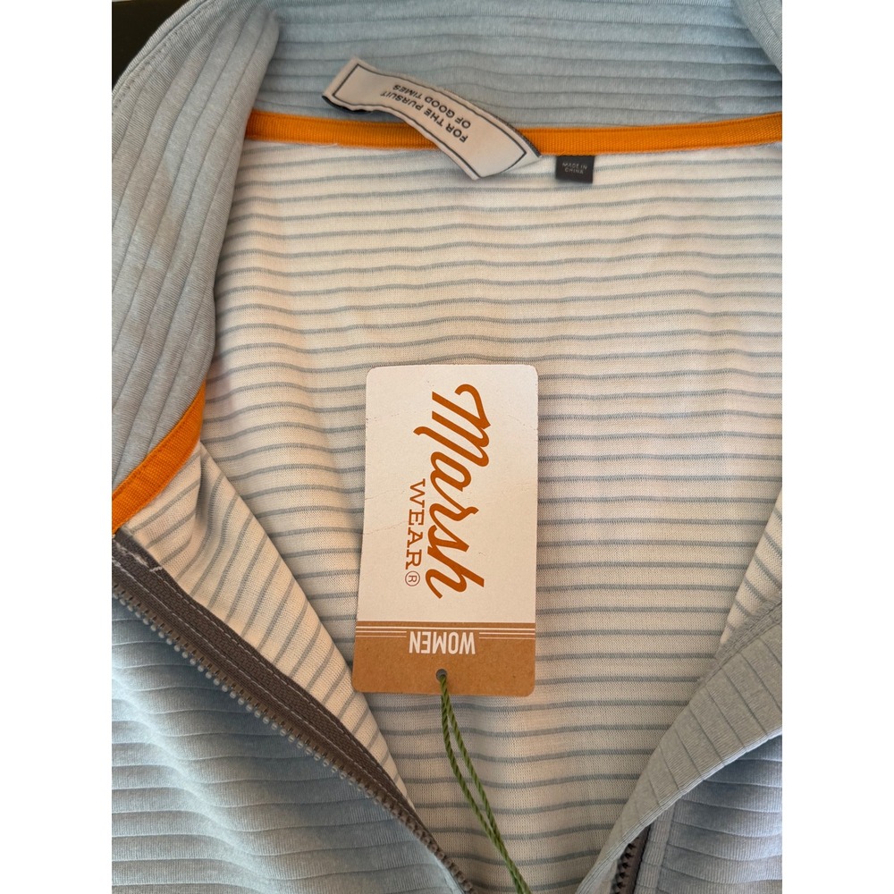 Marsh Wear Womens Ribbed Quarter Zip Pullover Light Blue Long Sleeve Top NWT XL - Picture 8 of 11